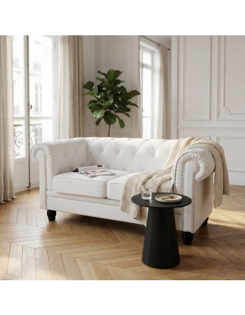 DIVANO 2 POSTI CHESTERFIELD IN ECOPELLE BIANCO