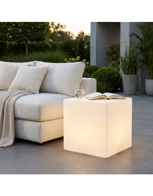 CUBO 40 X 40 X 40 LUMINOSO INDUS CON LED MULTICOLOR E BATTERIA SOLARE