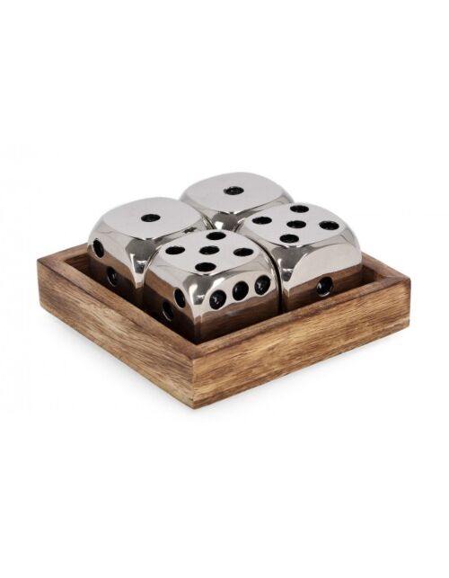 BIZZOTTO BIZZOTTO decorazione dadi in metallo con base in legno di mango