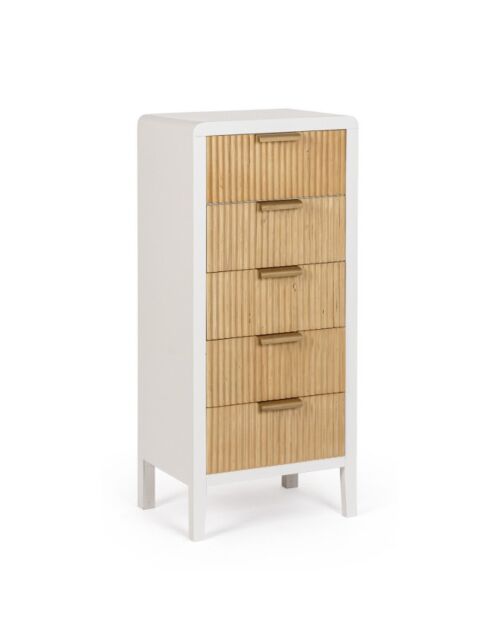 BIZZOTTO cassettiera CHARLEY con cinque cassetti bianco-naturale