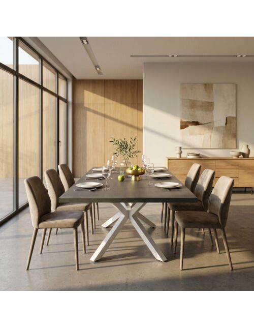 Tavolo allungabile GARFIELD antracite con struttura bianca – 160/200 x 90