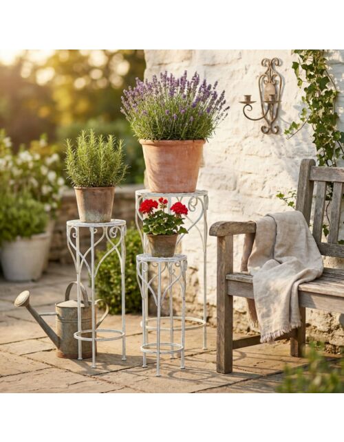 SET DI 3 FIORIERE VALERIE BIANCO ANTICO