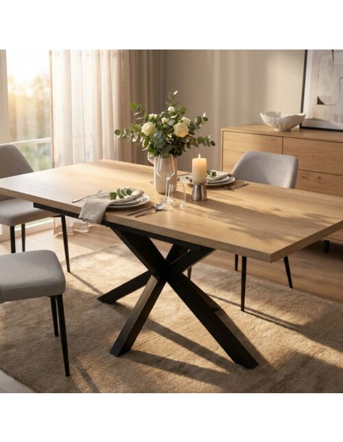 Tavolo allungabile GARFIELD naturale con venature – 160/200 x 90