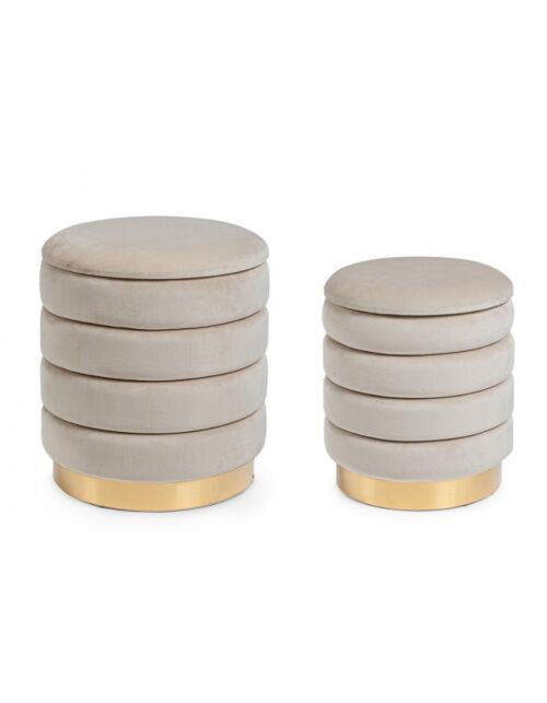 BIZZOTTO SET2 POUF CONTENITORE DARINA BEIGE
