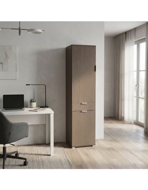 ARMADIO CON 2 ANTE E 1 CASSETTO ROVERE GRIGIO