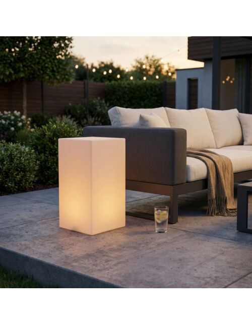 CUBO 40 X 40 X 80 LUMINOSO INDUS CON LED MULTICOLOR E BATTERIA SOLARE