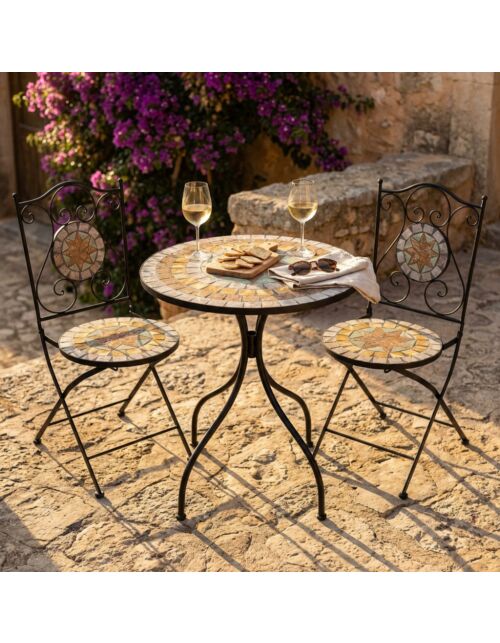 Set da giardino GERAS – 2 sedie e tavolo rotondo Ø 60
