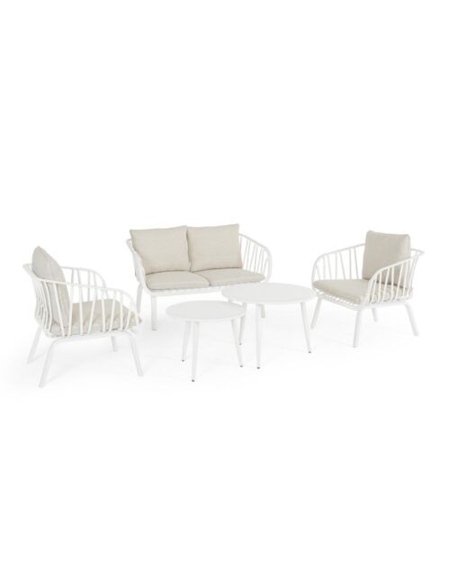 BIZZOTTO set da giardino Nixie bianco 5 pezzi con cuscini