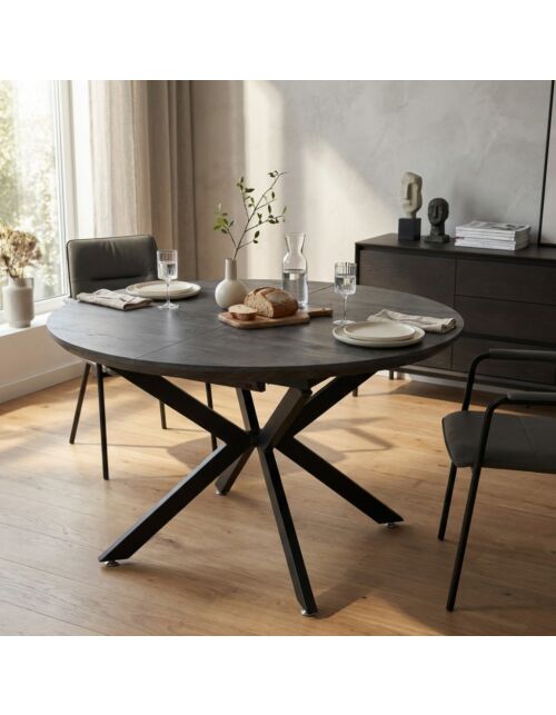 TAVOLO ROTONDO ALLUNGABILE GARRY ANTRACITE EFFETTO LEGNO 120/160 X 120