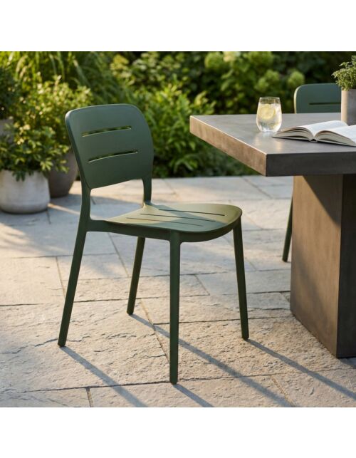 Sedia da giardino GISELLE senza braccioli – verde oliva