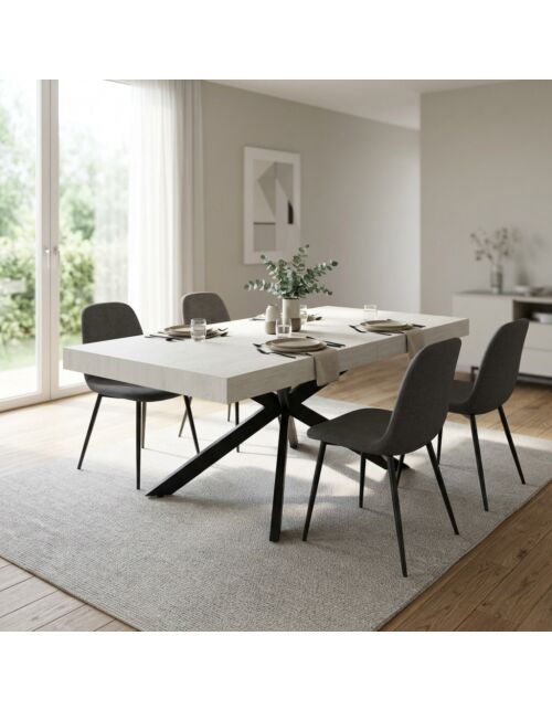 Tavolo allungabile DARREN bianco effetto legno 160/240 × 90