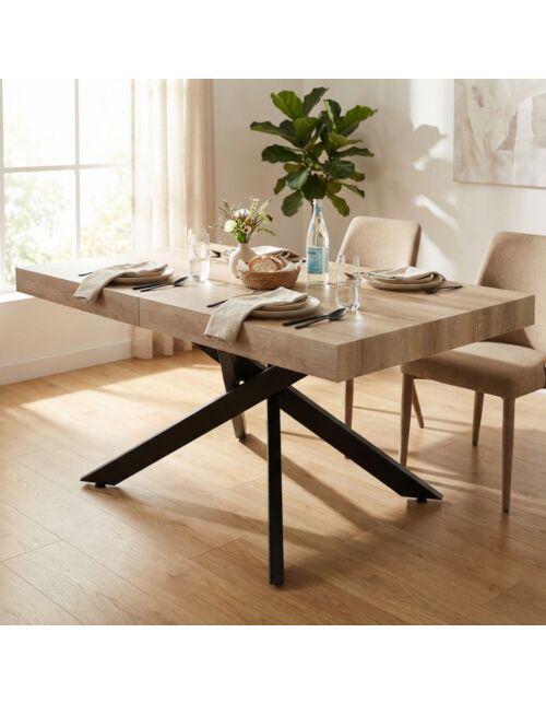 Tavolo allungabile DARREN effetto legno naturale con struttura nera 160/240 × 90