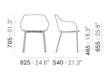 Poltrona Pedrali babila XL 2734 dimensioni